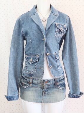 Y2k Denim Blazer Jacket